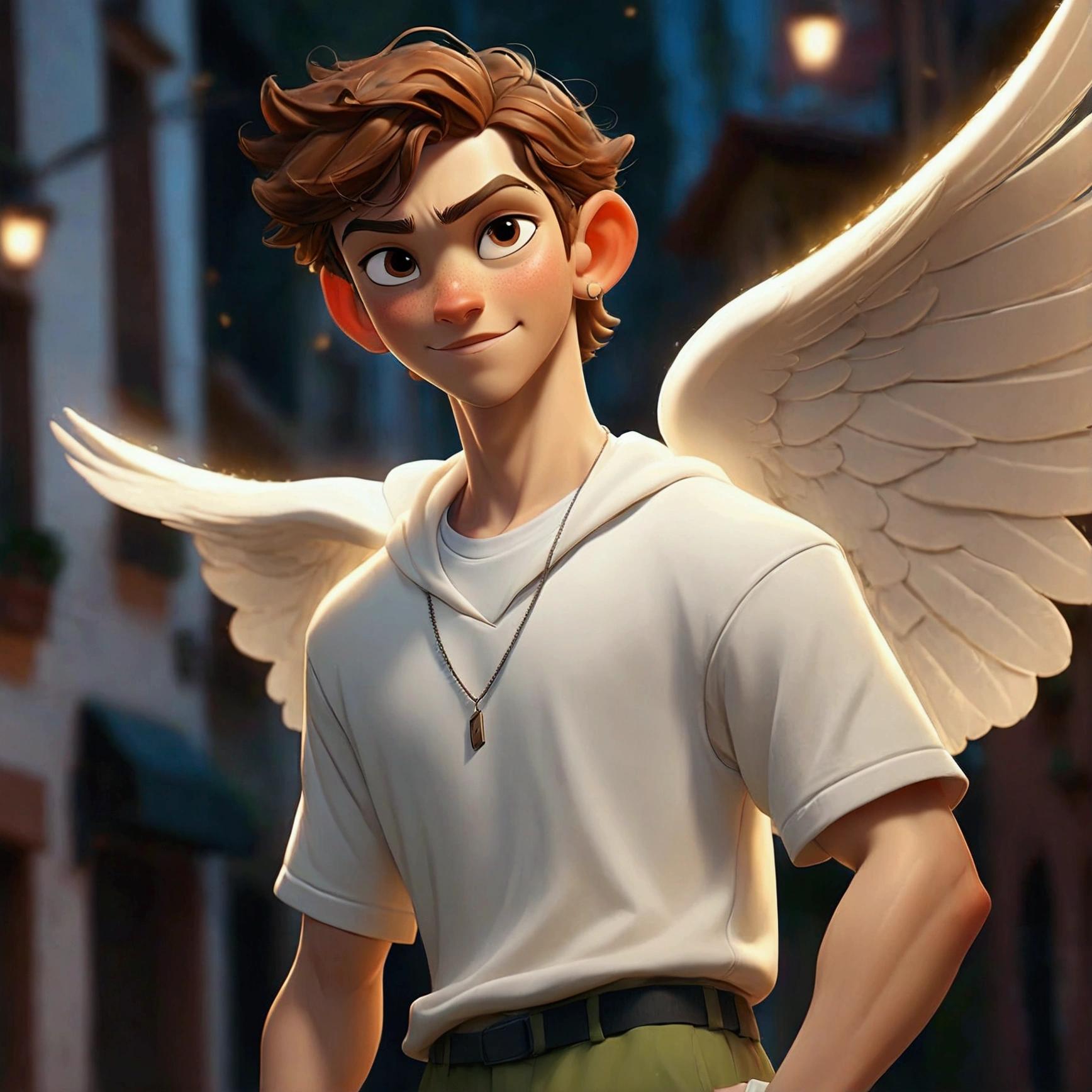 Happy, white Half spanish male, short but longer hair, nike clothing