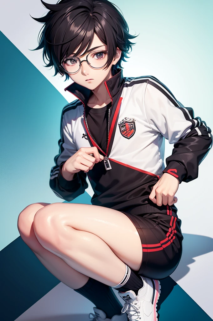 Ren Amamiya Persona,anime boy,soccer uniform, glasses