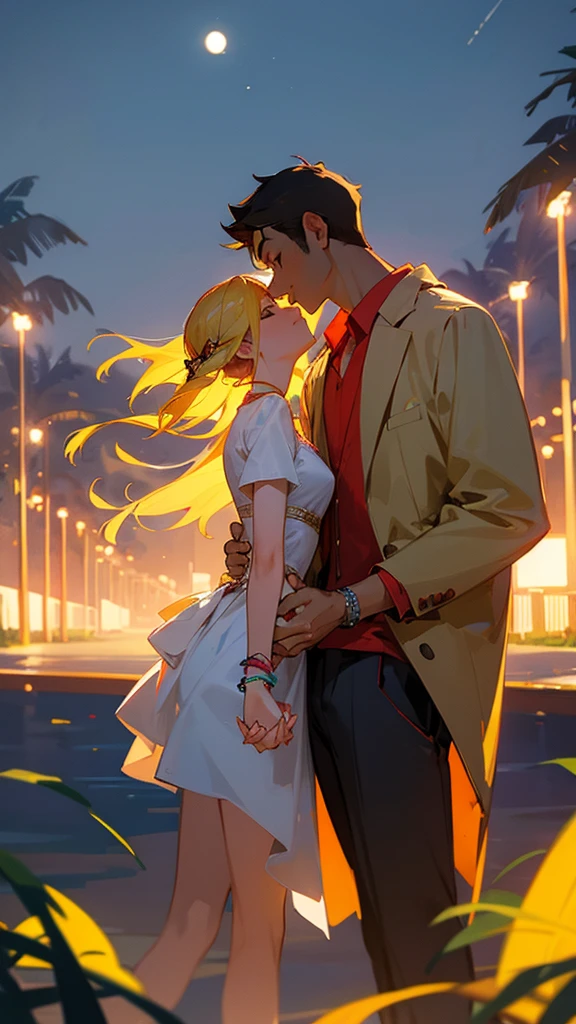 summer evening Masterpiece high quality Festival Man and woman couple Holding hands