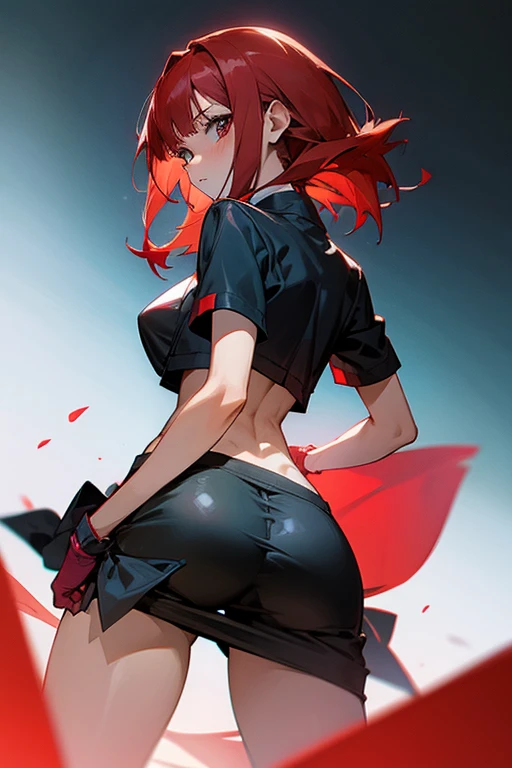 Hot anime girl with red hair shaking her butt