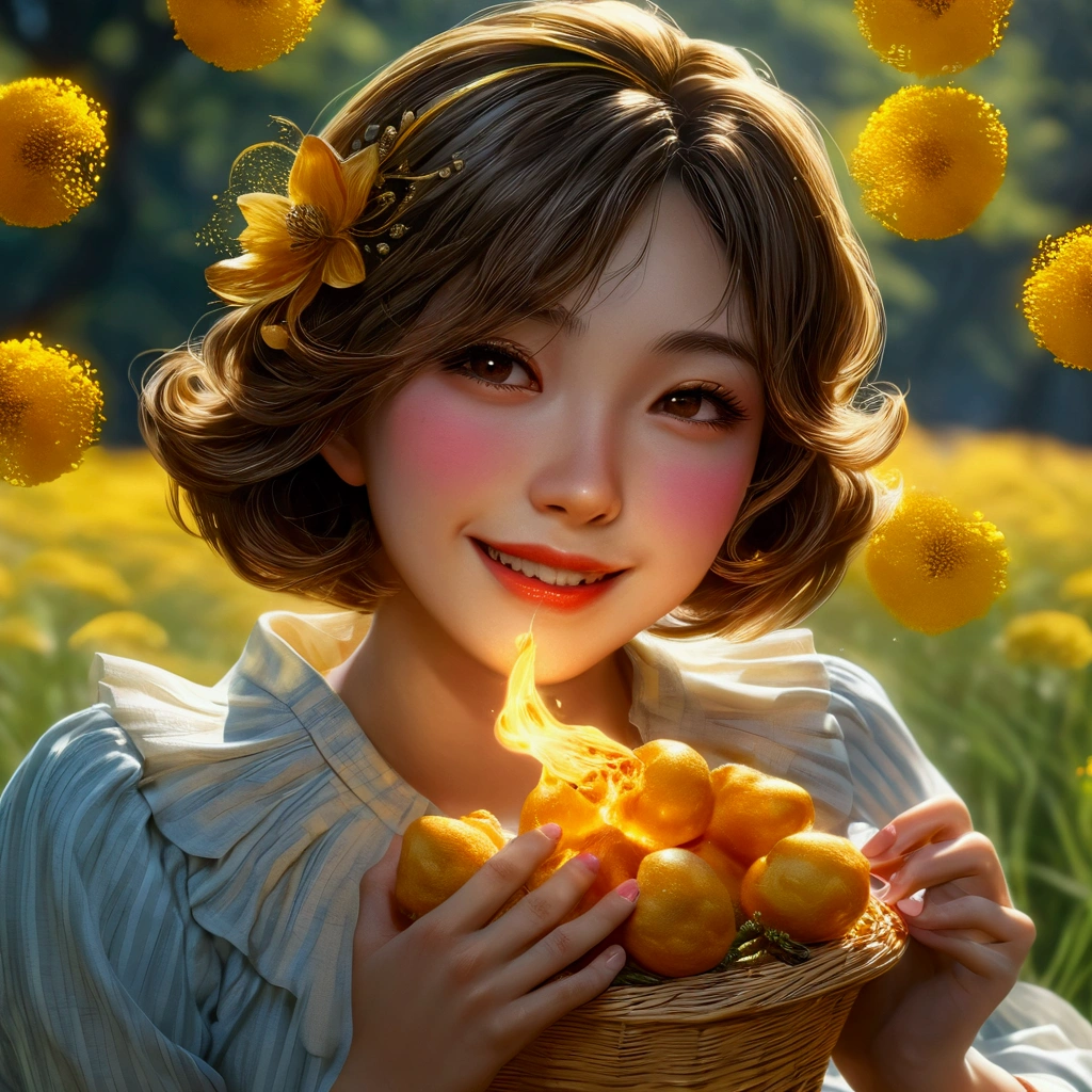 黄金色の草の上に仰向けに寝ている金色でメタリックなドレスのwoman, (Remember,food:1.3),(picnic:1.3),basket, Elf Ears, Park with a view, Highest quality, Grassland Park, A golden landscape、hiking, Best image quality,Perfect Anatomy,masterpiece,Very detailedな,beautiful,super high quality, Highest quality,High resolution, Very detailed,Game CG,Dutch Angle ,beautiful細部までこだわった目,Visual Arts,Five Fingers, Perfect hands,Hide your hands, {{{One Girl}}}, beautiful詳細な女の子, Game CG, Spring flower, One curl on the outside, Short Bob Hair、Stylish accessories solo, Breast augmentation, Medium Shot, woman, Take-out, Laughter, Huge ,,Open your mouth, wonderful, beautiful細部までこだわった目, Highest quality, Very delicate,Masseter region,Highest quality,(Official Art、Highest quality、unity 8k wallpaper、32K、masterpiece、Very detailedな、超High resolution、Realistic、Realistic:1.2)、(Cinema Lighting:1.2)、Fire glow effect、The most grainy shadows on the film、Side light、Side Shot、(Very detailedなで複雑な3Dレンダリング)、Atelier Series,