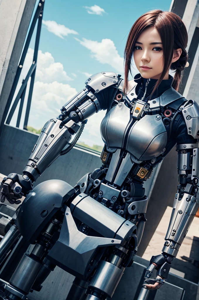 Make a anime character with mechanical arm