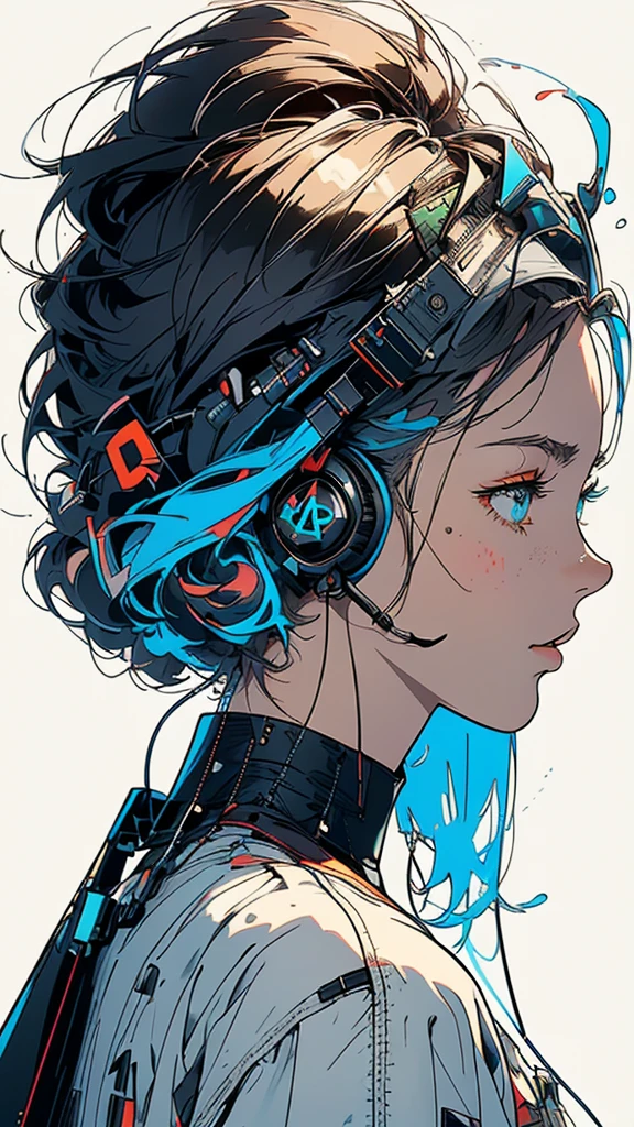 (((masterpiece, highest quality))),(((solo:1.2))),(((1girl:1.2))),32k wallpaper, very detailed, poster, vintage science fiction,(((((geometric cinematic movie poster))))), ((bauhaus)),(shape),(((abstract))),(mid century modern),(((((portfolio))))),(((((Close-up))))),(((((bust up))))),((((more various angle)))),((((highlight)))),((((heterochromia)))),(((complete. detailed face))),((((Extremely talented)))),(((((most complecated futristic machine))))),(Colorful color scheme),(((detailed unlimited complete equipment : headphone like a rail gun))),(((((Absolutely simple background))))),(((Texture for people : grunge))),