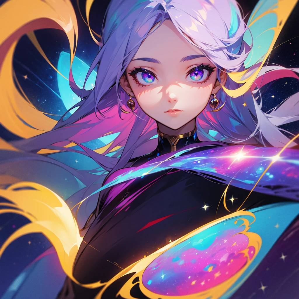 Beautiful galaxy woman with cosmic eyes 