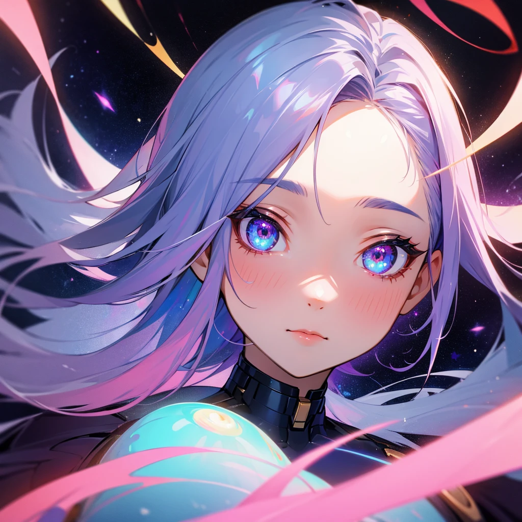 Beautiful galaxy woman with cosmic eyes 