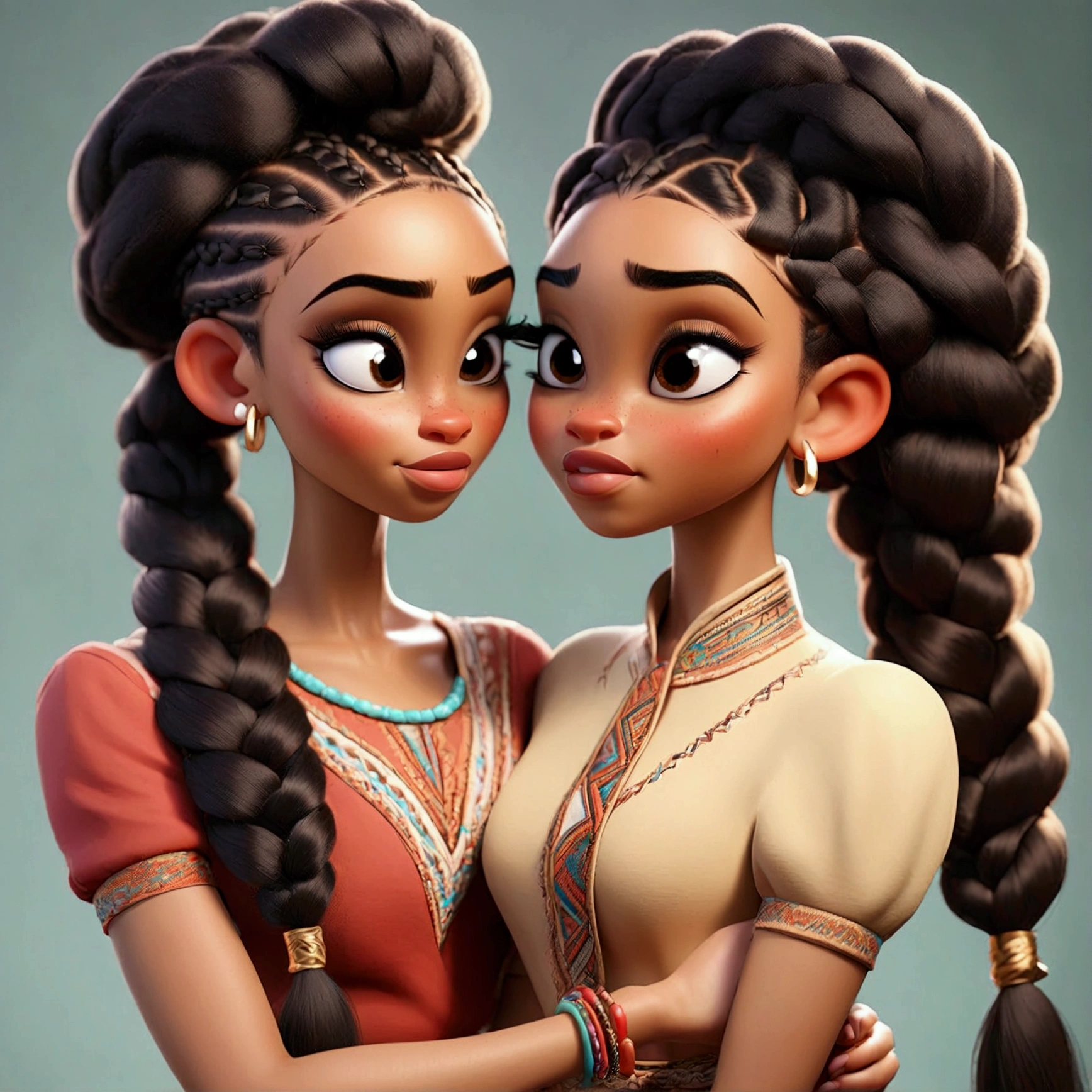 Light skin women braiding another womens hair