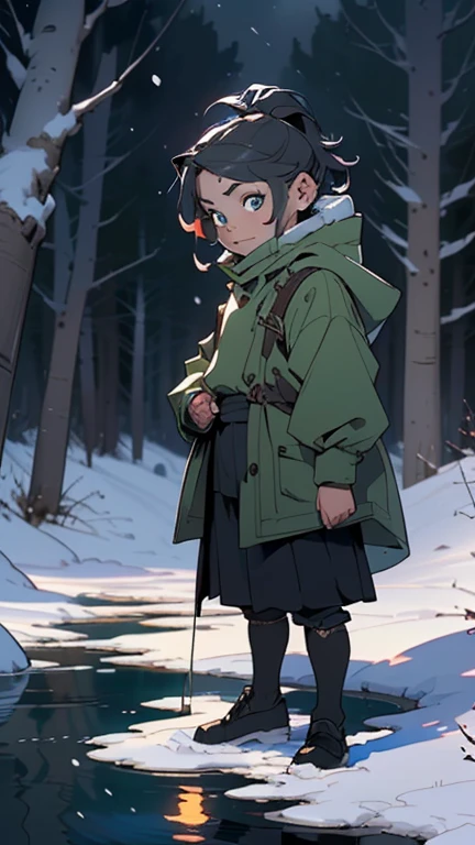 mischievous, (((young أخضر-skinned:1.3)), Dressed warmly, (winter clothes, Medieval clothing) mischievous stands in the snow, the mischievous is acting as a sentinel. The details of the mischievous's warm clothes are visible, تظهر طبيعتها البالية of the mischievous is vibrant, Emphasizing his other appearance, the mischievous is young, About 20 years, , Smart but a little threatening, (nice face, nose , The face of an expert in magic, mischievous face), Earthy tones dominate the color palette,
(Very detailed:1.3), Beautiful detailed glow, Meticulously detailed,
(Dynamic mode:1.0),(I was focused,Scale to fit dimensions,Rule of thirds),(Full body:1.2),
((Snowy pine forest at night, Dark forest, Swamp, Troubled water, hazy, Scary aura, the poor)),With dark storm clouds,winter,natural landscape:1.25,complicated natural landscape,((Snow forest background)),
(Glossy winter ornaments),High accuracy,Intense focus,(Very detailed,Very detailed),(Real technical practice:1.37),(Very detailed CG unity 8k wallpaper),(((Vibrant colours,Vibrant theme))),(complicated),(Masterpiece),(Best quality),Artistic Photography,(Photography was taken by sldr),(complicated background),Perfect face,Perfect facial details,real face,Realistic pictures,((complicated detail)),(((realism))),