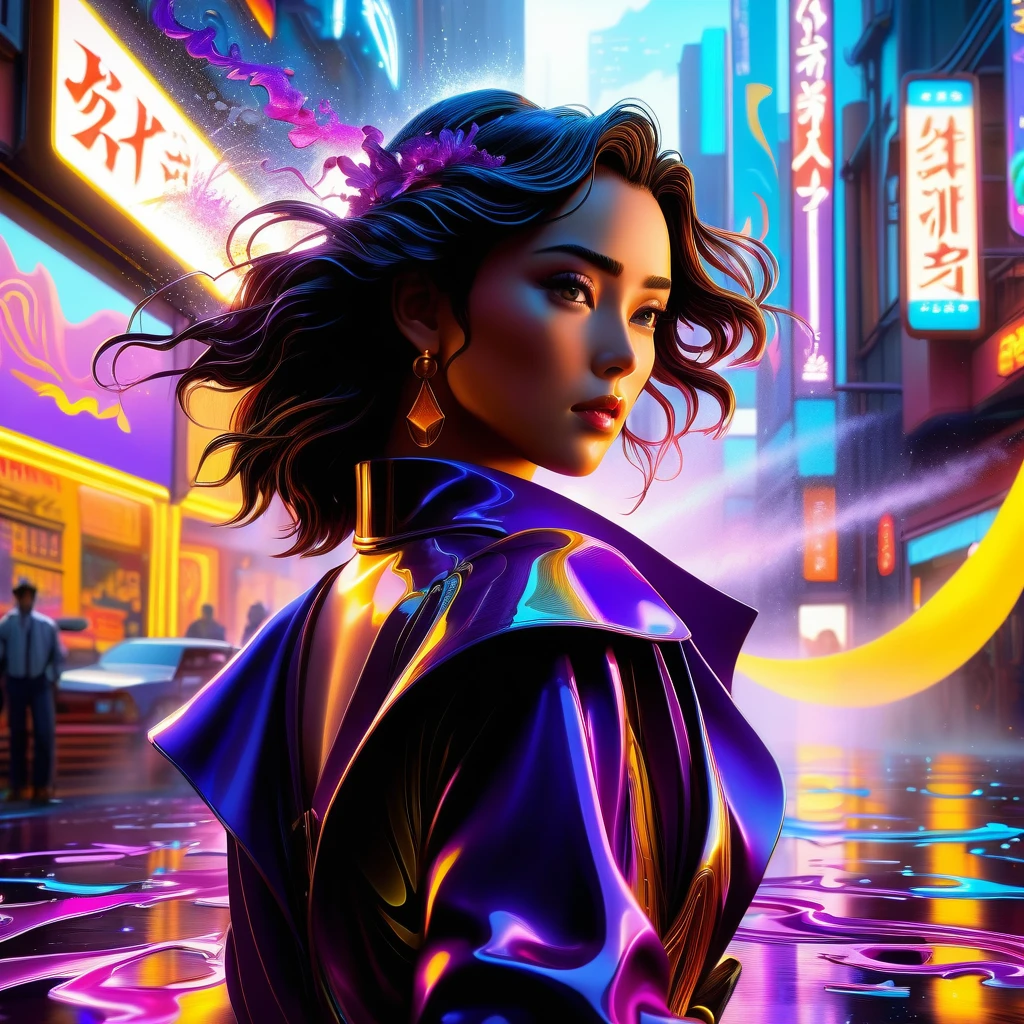 the super beautiful woman, highly qualified, highly detailed, unrealistically beautiful, vibrant colors, full-body Studio Ghibli, by Makoto Shinkai, Deep Color, Intricate, 32k resolution concept art, Natural Lighting, Beautiful Composition 32k resolution holographic astral cosmic illustration mixed media by Pablo Amaringo ethereal fantasy hyperdetailed mist Thomas Kinkade gouache detailed surrealism Salvador Dali matte background melting oil on canvas cyberpunk 2099 blade runner 2049 neon synthwave neon retro heavenly sunshine beams divine bright soft focus holy in the cloudsby artist Key Visual, Japanese Manga, Pixiv, Zerochan, Fantia Hyperrealistic, splash concept art, mid shot, intricately detailed, color depth, dramatic, 2/3 face angle, side light, colorful background graffiti art, splash street spray, high contrast, colorful polychromatic, ultra detailed, ultra quality, CGSociety Pixar, Disney, concept art, 3d digital art, Maya 3D, ZBrush Central 3D shading, bright colored background, radial gradient background, cinematic, Reimagined by industrial light and magic, 32k ultra high-resolution post processing a masterpiece, 32k high-resolution, dark fantasy concept art, by Greg Rutkowski, dynamic lighting, hyperdetailed, intricately detailed, Splash screen art, trending on Artstation, deep color, Unreal Engine, volumetric lighting, Alphonse Mucha, Jordan Grimmer, purple and yellow complementary colours Mark Brooks and Dan Mumford, comic book art, perfect, smooth abstract vector fractal, wave function, Zentangle, 3d shadingdetailed matte painting, deep color, fantastical, intricate detail, splash screen, complementary colors, fantasy concept art, 32K ultra high-def trending on Artstation UnrealEngine5 Cinematic film still, shot on v-raptor XL, film grain, vignette, color graded, post-processed, cinematic lighting, 35mm film, live-action, best quality, atmospheric, a masterpiece