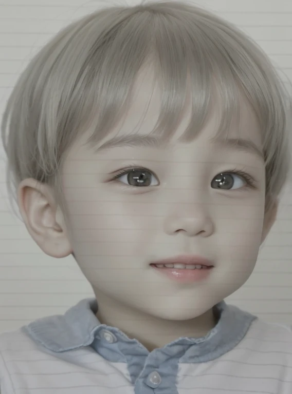 Realistic color photography style、Smiling emphasizes nasolabial folds. Make the chin a little thinner and accentuate the nasolabial folds.、I want it to look more like a color photograph............。3 year old boy, Xu々To、Clearly visible、Emphasizes deep nasolabial folds from nose to mouth、Generate left and right dimples、Show me your beautiful smile.。Make your eyes look cute with double eyelids.More more more more、Realistic、Generate it in a photo style.Please create beautiful teeth in the mouth.。Please generate more and more faces with skin tones。