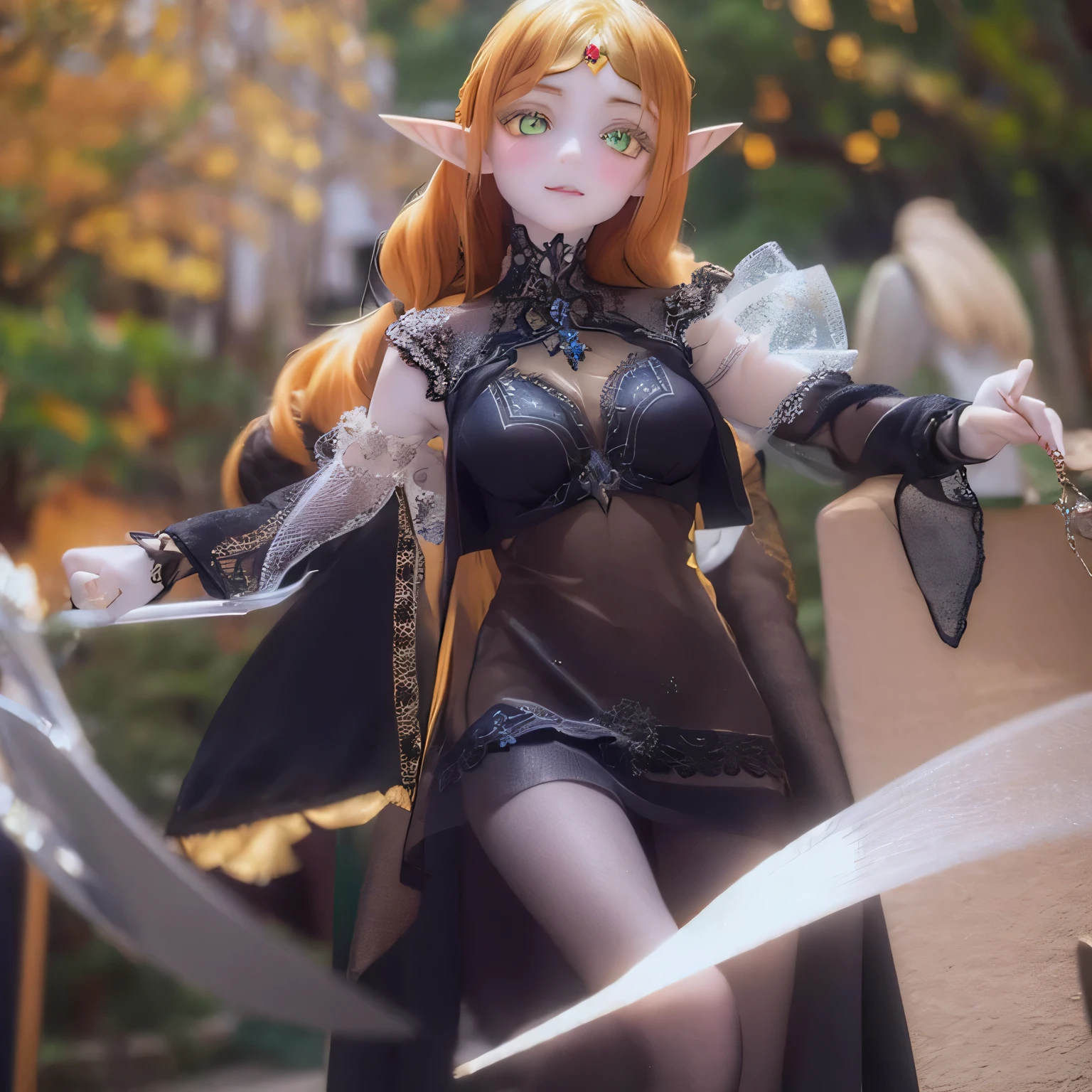(Realistic:1.2),Beautifully detailed elves,long flowing hair,Uncle Sui from another world,At the bar,Very beautiful eyes,Pointed Ears,Flowing Cape,Dreamy Background,Ethereal atmosphere,Soft lighting,Subtle reflection,Expressive Face,Elven Jewelry,Enchanting forest scenery,Captivating color palette,Vibrant atmosphere,Mysterious Aura,Magical Essence,Elven inscriptions,Hidden Symbols,Whimsical elements,Sparkling particles,Fiery sparks,Dancing Shadows,Graceful posture,Attractive gaze,Captivating smile,Sublime Beauty,Extraordinary charisma,Otherworldly Beings(((((((Gorgeous see-through dresses)))))))Only Blonde