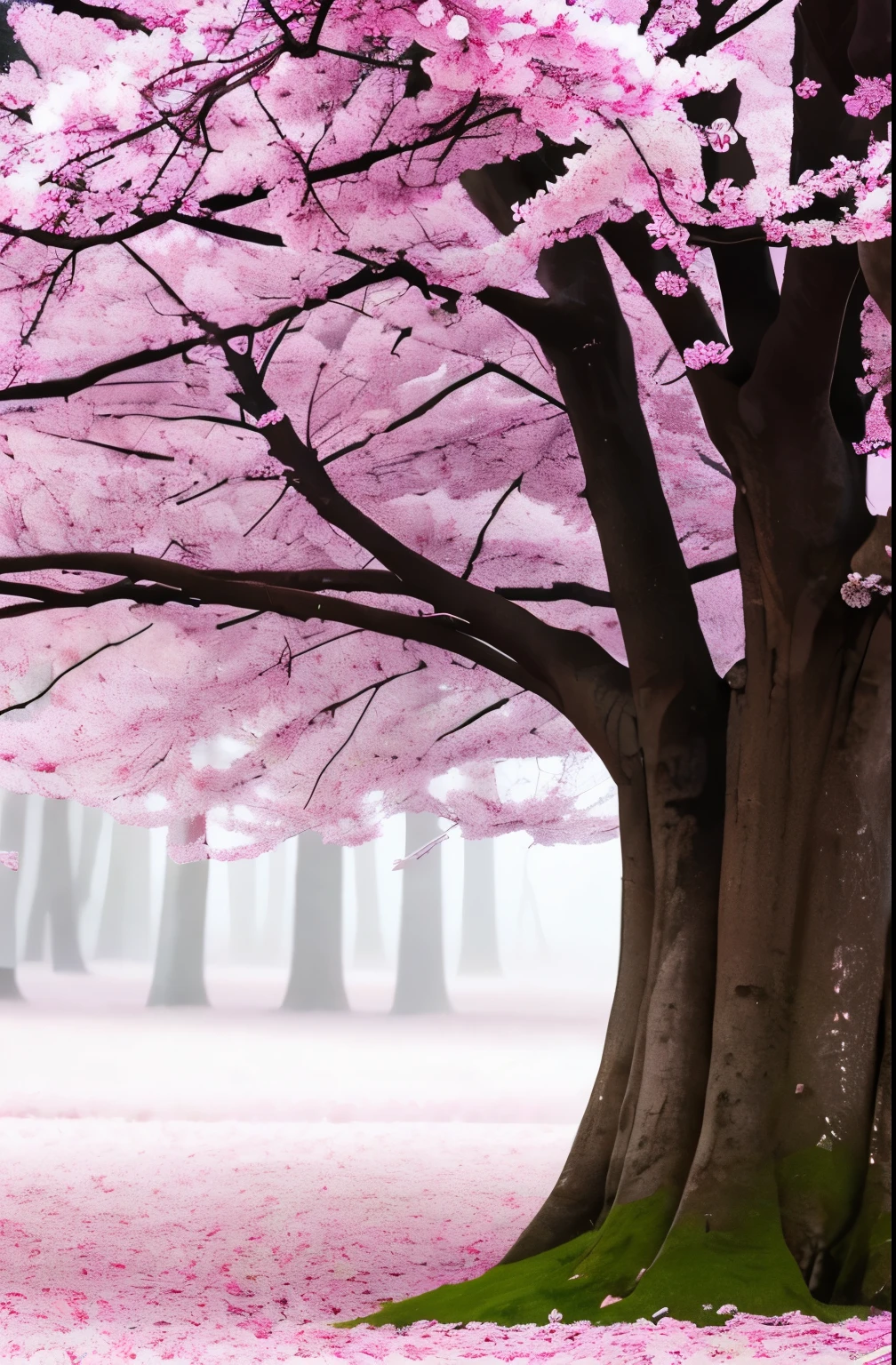 there is a tree with pink flowers in the foggy area, extremely beautiful and ethereal, spring early morning, misty garden, incredibly ethereal, cherry blossom forest, cherry blossom, cherry blossoms, flowers and trees, detailed trees in bloom, cherry blossom tree, cherry tree in the background, by Xie Shichen, by Cheng Jiasui, very ethereal, beautiful!!!!!!!!!