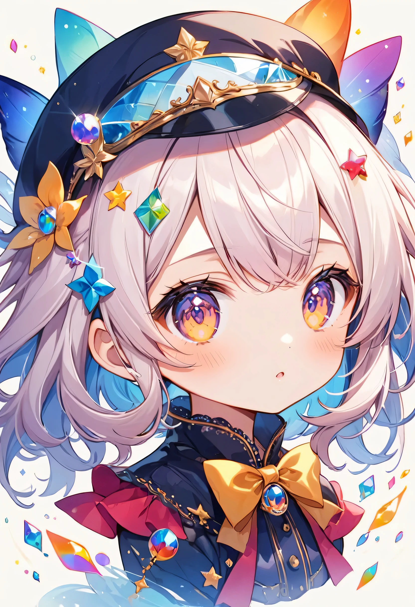Micho Red and White style, Simple Line Initialism，Abstract art，(((The most beautiful girl of all time))), (((chibi))), Sweet face. colorful hearts, funny design, (((bosom buddy ))), (((Cute Aliens))), The background is space