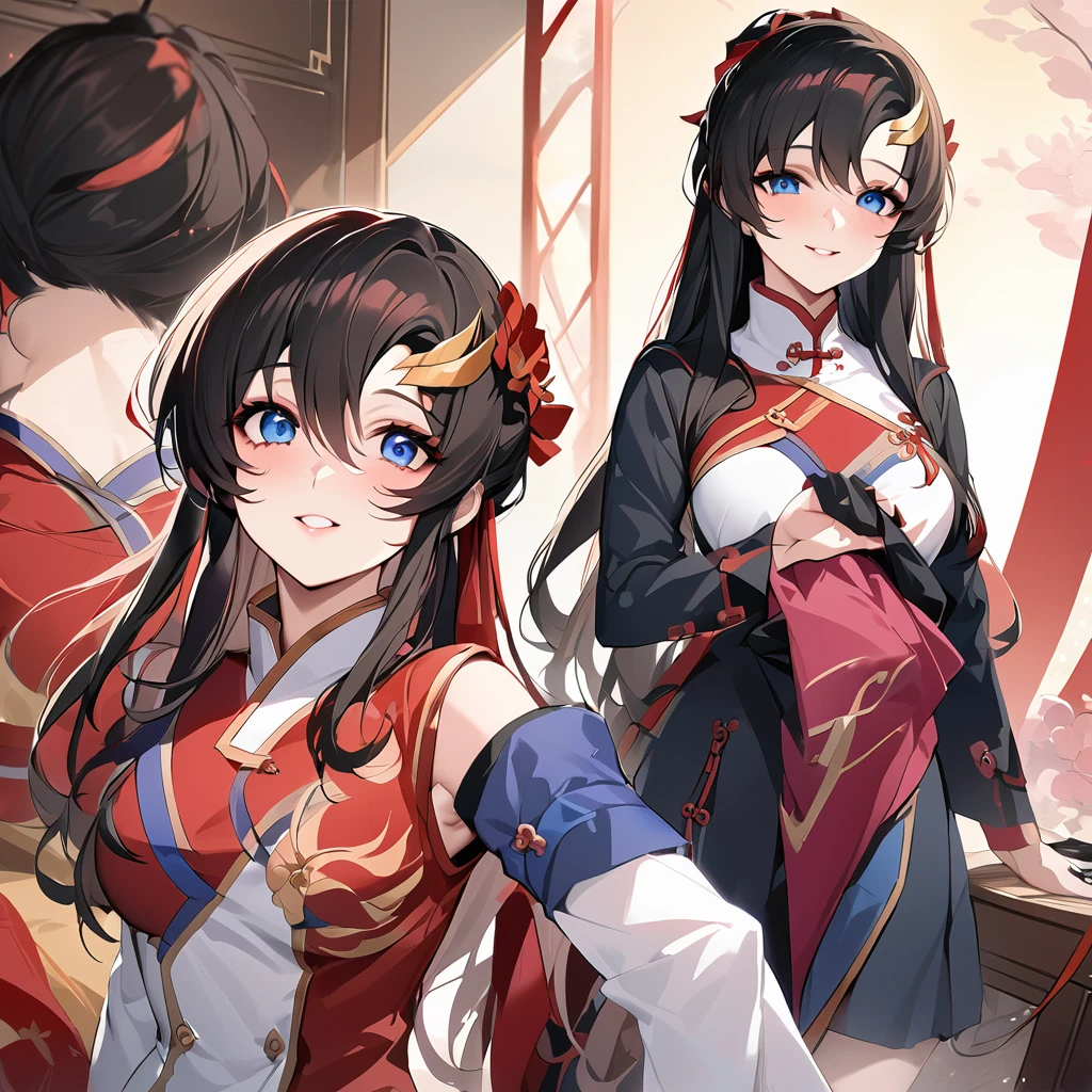 ((Highest quality)), ((masterpiece)), (detailed), (Perfect Face)、The woman is a Chinese Lacus Clyne with blue eyes and medium-long black hair. She is wearing an engagement ring and will become a member of the glorious Chinese Communist Party.、The woman is dressed in the fine attire of a Chinese Communist Party member.、For the sake of China, they dye their hair, hairstyle, clothes, and everything they wear belongs to the Chinese Communist Party, and their thoughts are also Chinese, becoming great Chinese in body and mind.、The woman became Lacus Clyne, a Chinese woman who was proud of and loved China.