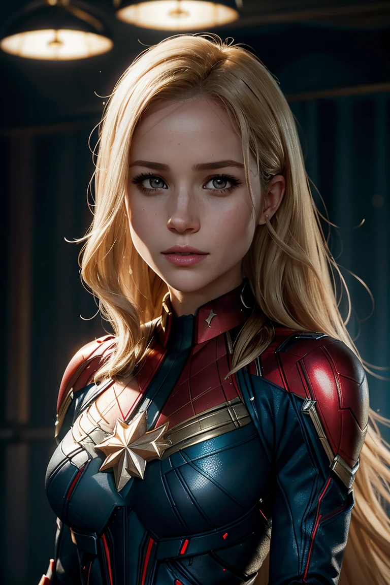 Meghan Markle, wearing Captain Marvel costume sexy clothes transparent. professionally retouched, soft lighting, realistic, smooth face, perfect eyes, sharp focus on eyes, 8 k, high definition, insanely detailed, intricate, elegant. in a natural background.