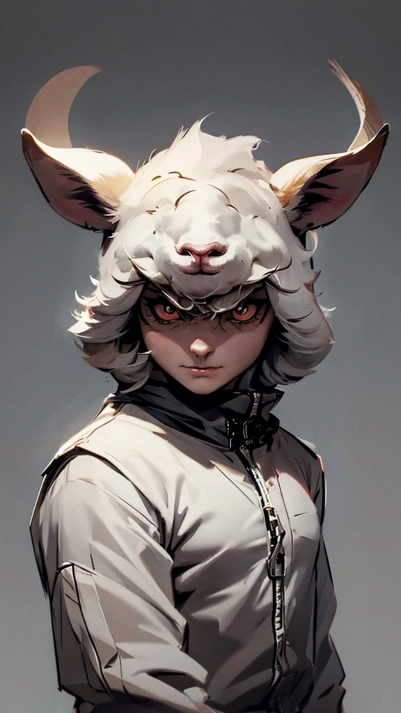 The image of a lamb looking tough, bad and threatening. let him stare at me