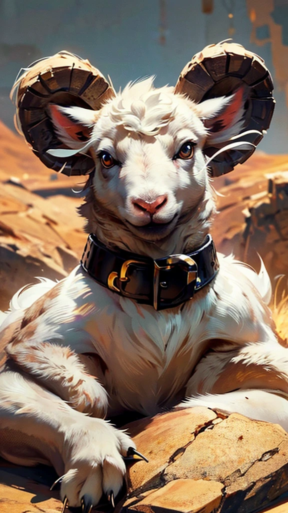 The image of a lamb looking tough, bad and threatening. let him stare at me