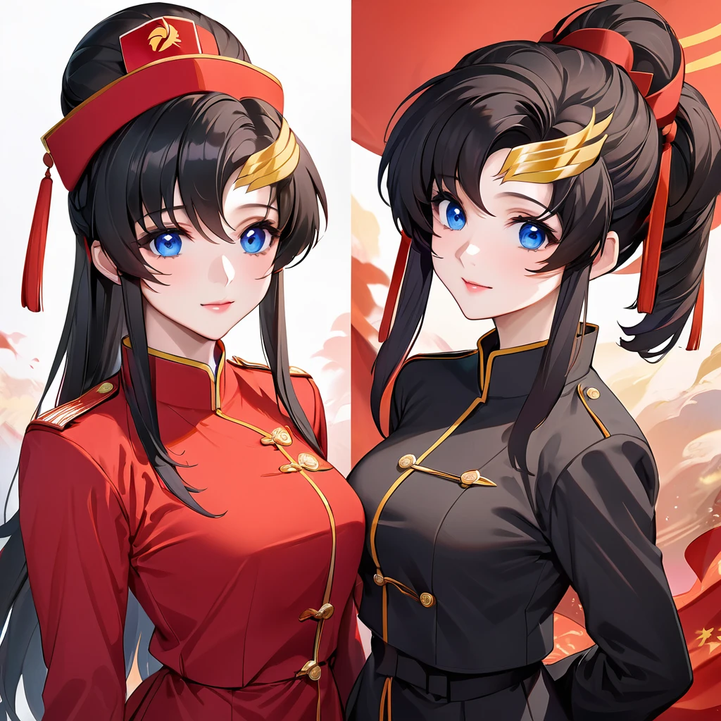 ((Highest quality)), ((masterpiece)), (detailed), (Perfect Face)、The woman is a Chinese Lacus Clyne with blue eyes and medium-long black hair. She is wearing an engagement ring. She has become a member of the glorious Chinese Communist Party and has sworn absolute loyalty to the Chinese Communist Party. She is a righteous Communist Party member of China.、The woman is dressed in the fine attire of a Chinese Communist Party member.、For the sake of China, they dye their hair, hairstyle, clothes, and everything they wear belongs to the Chinese Communist Party, and their thoughts are also Chinese, becoming great Chinese in body and mind.、The woman became Lacus Clyne, a Chinese woman who was proud of and loved China.