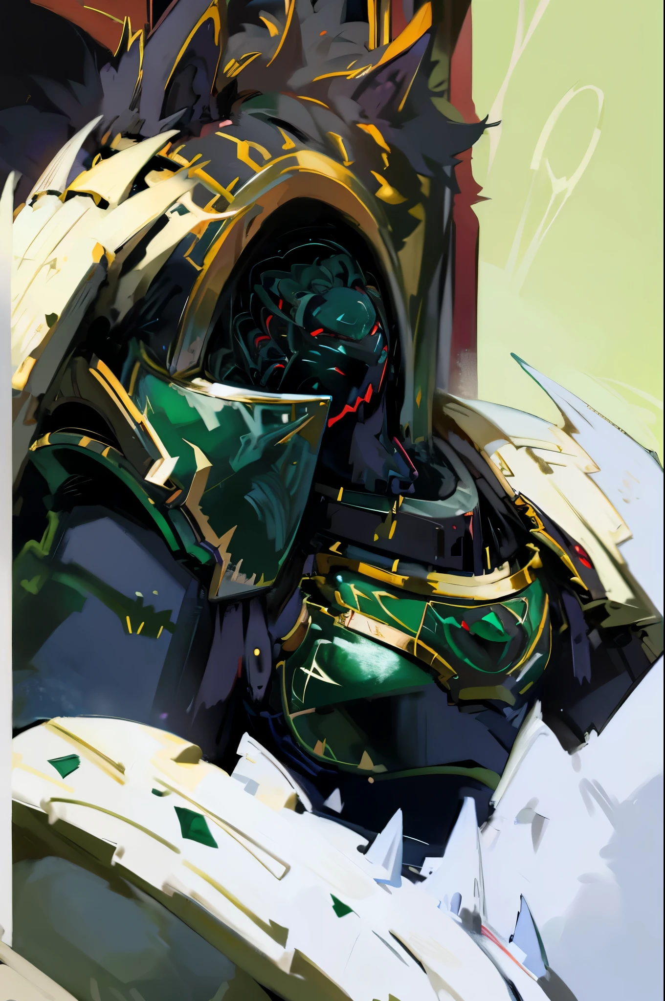 horus lupercal, claw(:1,2, protogen visor, dark emerald armor, armor of horus lupercal(1,2, detallado