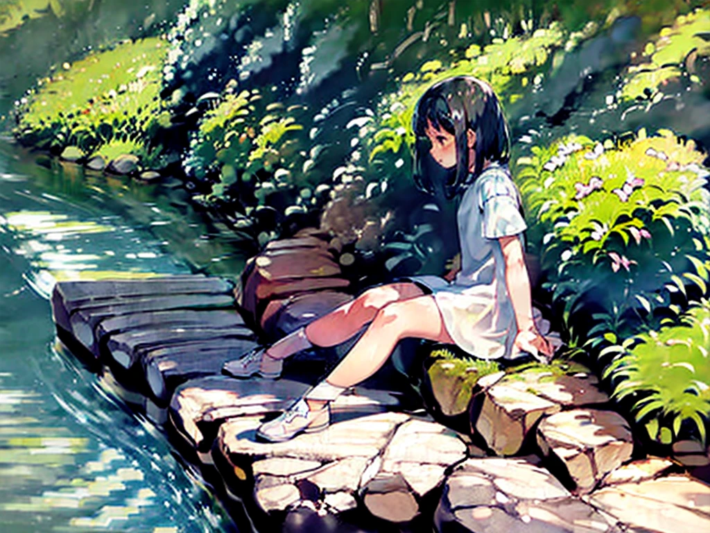 Cat-eared girl reading a book