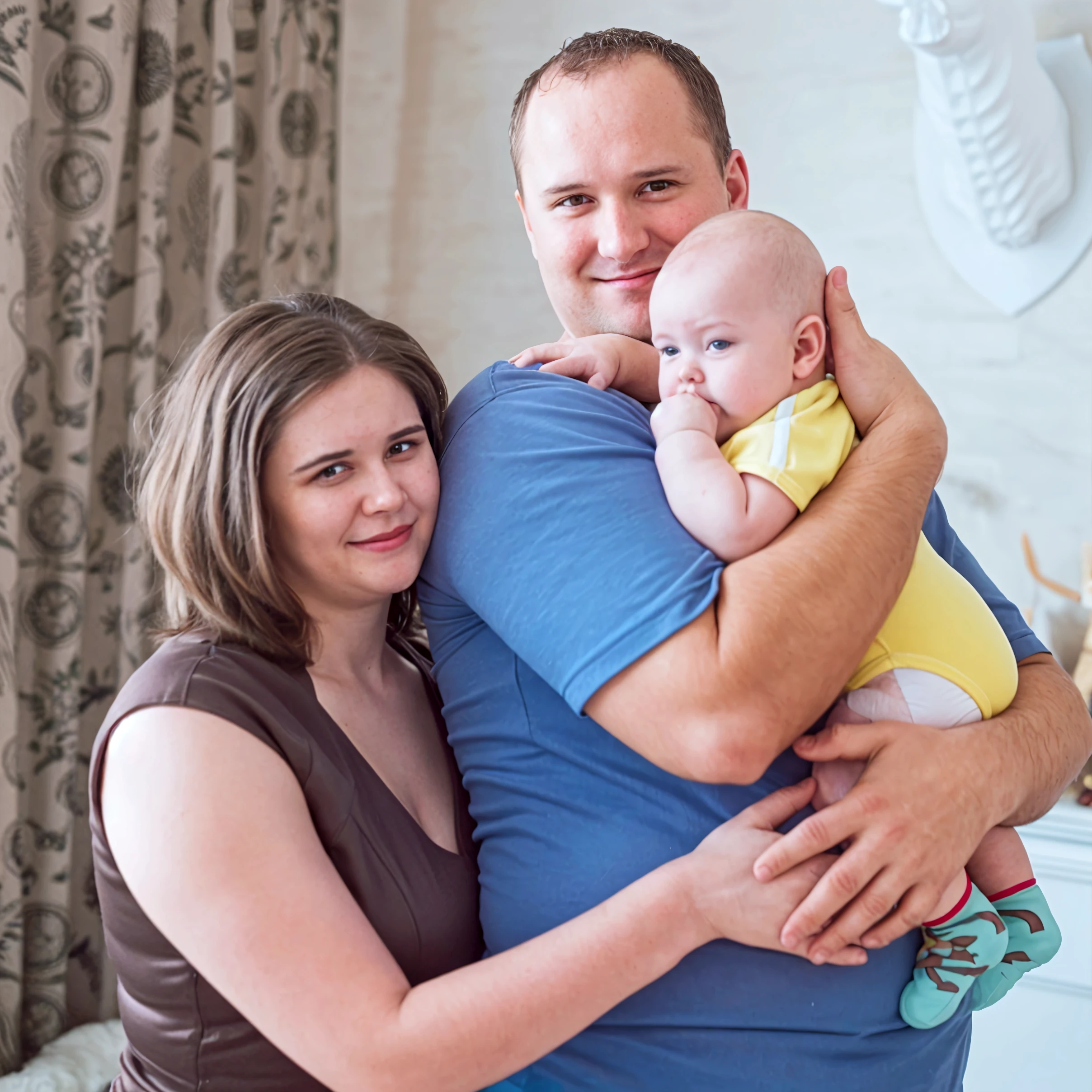 There's three people holding a and a boy, imagem de perfil, Family photo.