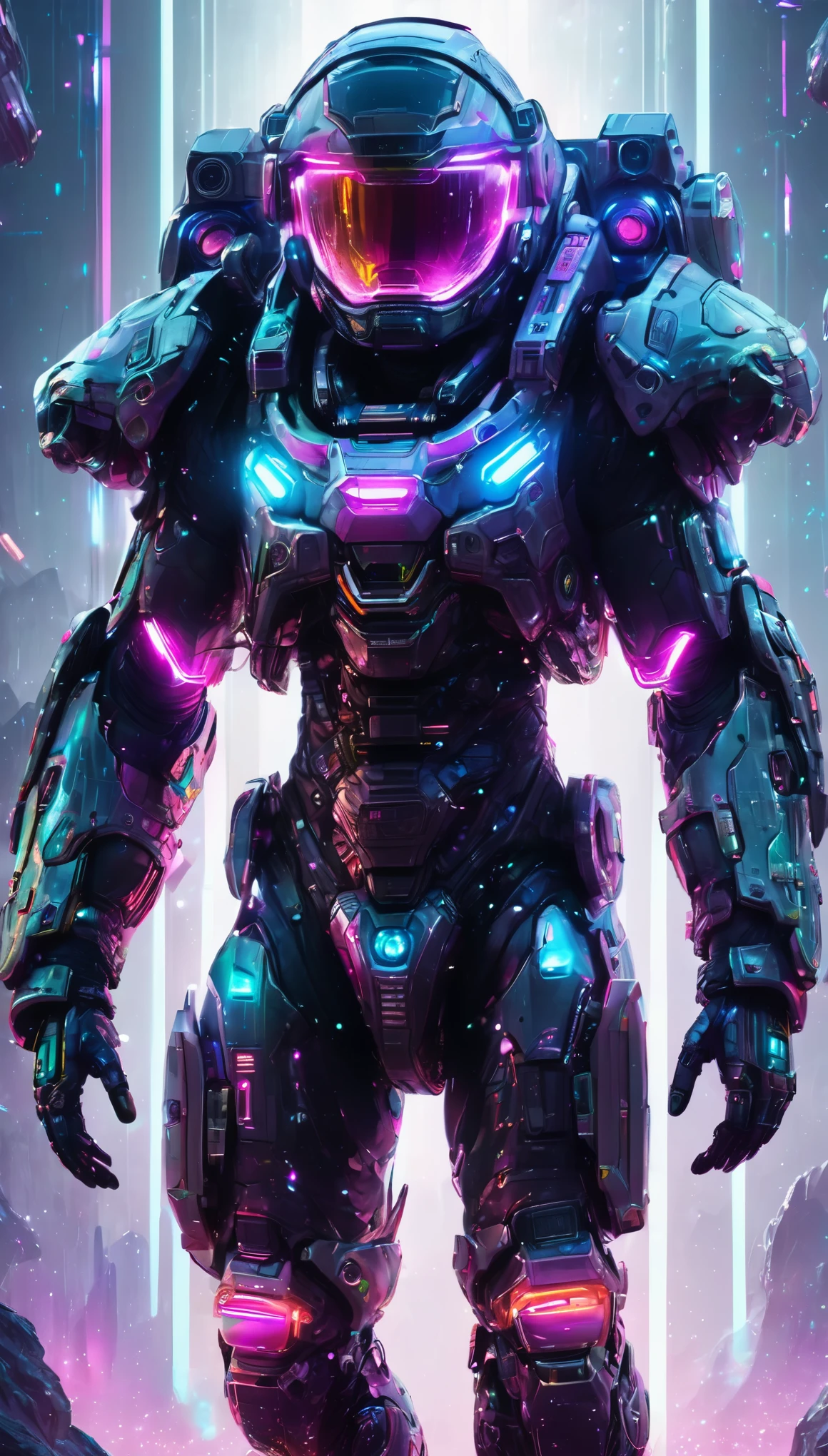 Heavily armed Chinese astronauts fell from the sky，Climb aboard a crystal asteroid，Interstellar，Endless space，ssee-through，depth of fieldasterpiece))，(Best quality))，Magnificent space image scene，Beautiful and colorful crystals，surrealism, Super detail, ccurate, Best quality, hyper HD, Masterpiece, Anatomically correct, A high resolution, 16k，(Best quality,4K,8K,A high resolution,Masterpiece:1.2),Ultra-detailed,Realistic,Translucent ethereal mechanical astronaut，futuristic astronaut，Mechanical joints，Futuristic space background，Beautiful sci-fi art, Science-fi digital art illustration, Digital cyberpunk art, science fiction digital painting, futuristic digital painting, futuristic concept art, Interstellar landscape before a sci-fi film, science fiction digital art, Advanced digital cyberpunk art, Fantastic cyberpunk warrior