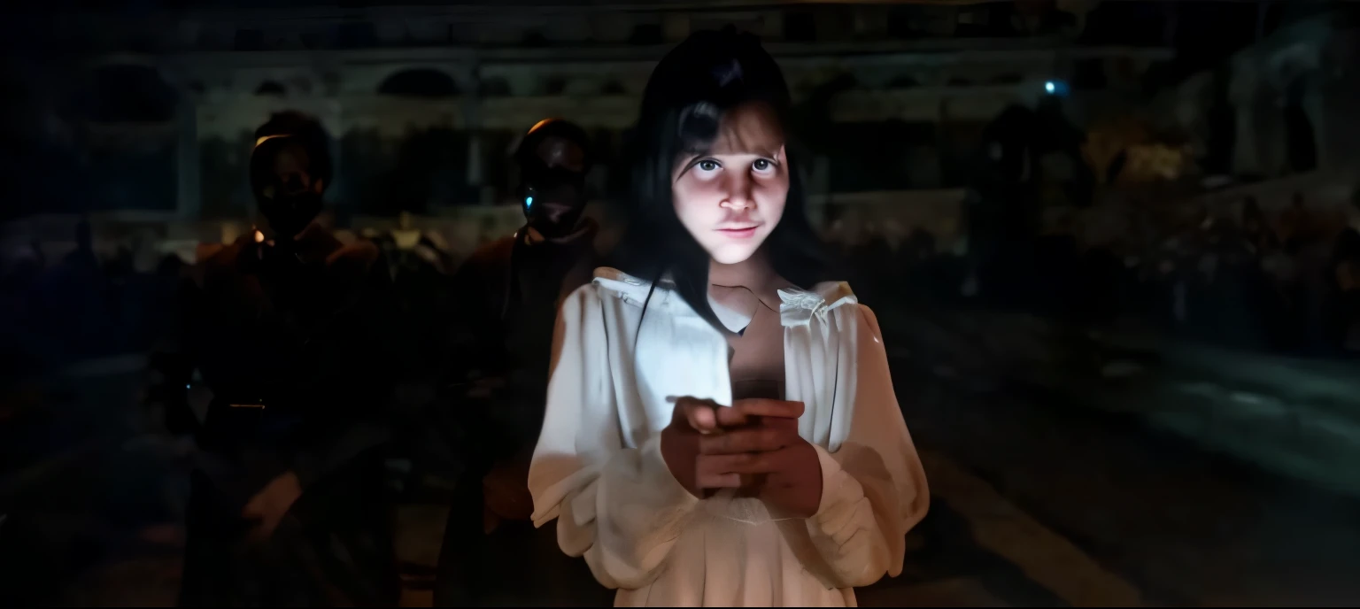 (Best quality, 8k, 32k, Masterpiece, UHD:1.2) "Transform the setting into a horror movie scene with a crowd of ghosts standing creepily in the background and shadows. The street is filled with eerie, pale figures, their hollow eyes and ghastly faces barely illuminated by flickering streetlights. The ghosts are motionless, staring intently, creating an atmosphere of sheer dread and terror. Their presence is haunting, as if they are silently watching and waiting, making the scene feel unsettling and chilling."ewer should feel a deep sense of unease and fear as they witness the girl being overpowered by the relentless, ghostly hands in this dark, terrifying setting."
