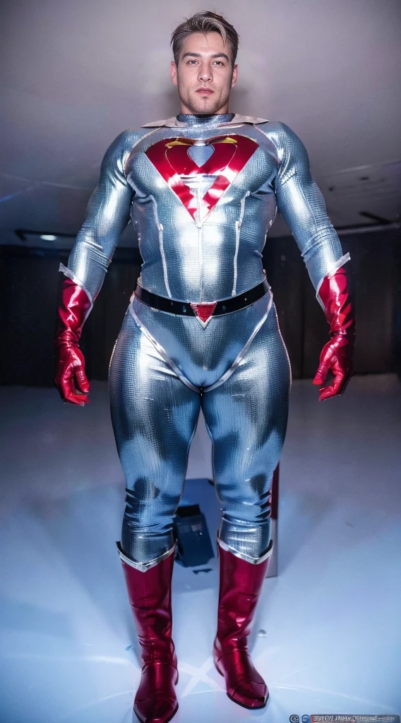 (realistic,hyper-detailed,8k,DC comic superhero,Captain Atom,captainatom),
(silver suit,silversuit),
(red gloves,redgloves),
(red boots,redboots)