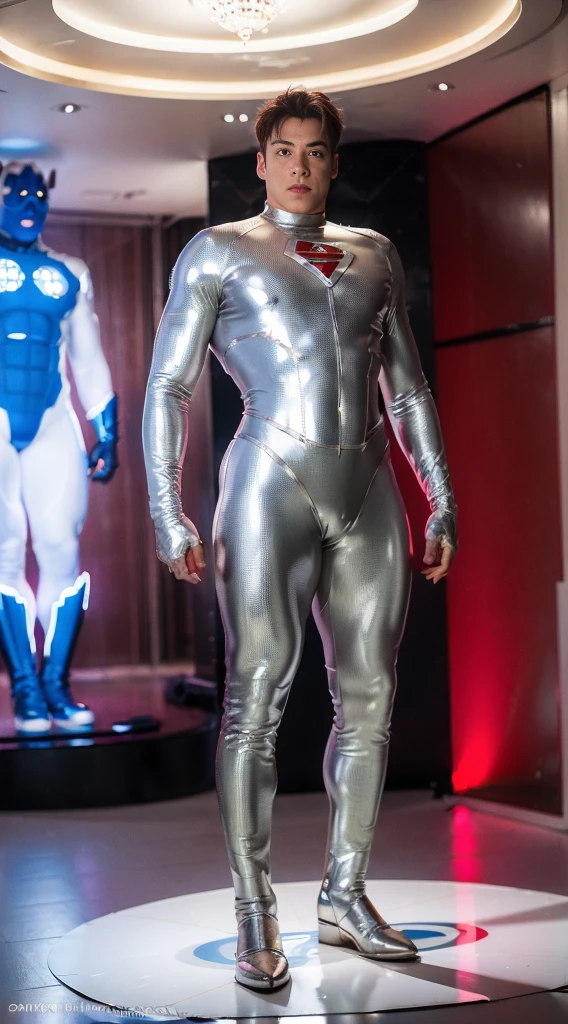 (realistic,hyper-detailed,8k,DC comic superhero,Captain Atom,captainatom),
(silver suit,silversuit),
(red gloves,redgloves),
(red boots,redboots)