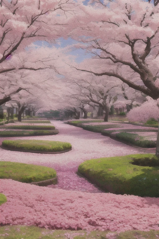 Colorful Landscape Sakura background 