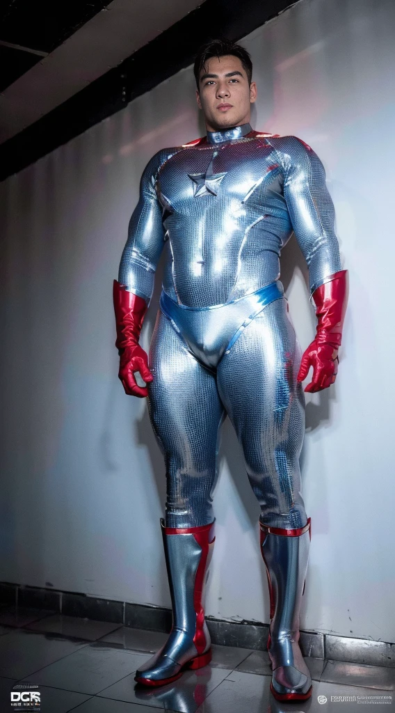 (realistic,hyper-detailed,8k,DC comic superhero,Captain Atom,captainatom),
(silver suit,silversuit),
(red gloves,redgloves),
(red boots,redboots)