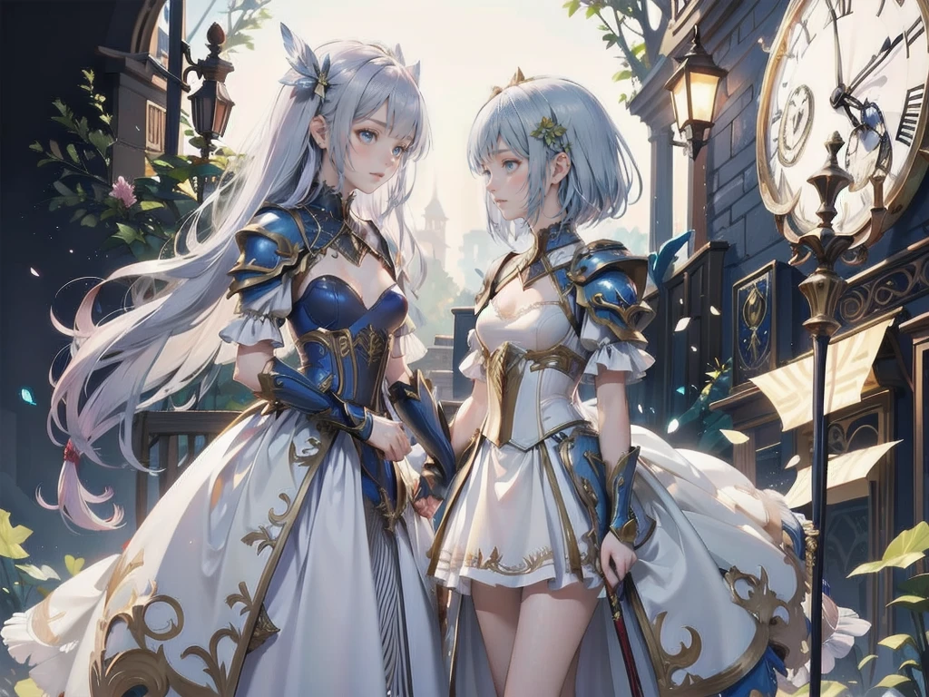 (Fantasy art),(masterpiece),(Anime Style),high quality,(Perfect Anatomy),(Perfect Fingers),((One girl)),((alone)),(Small breasts),Slender body,Silver short hair,((Hand holding a shining sword)),Beautiful and exquisite blue eyes,Beautifully detailed white armor,White loin cloth,Dynamic pose,High Fantasy,Magical colors and atmosphere,Silky to the touch,Cinema Lighting,in the forest