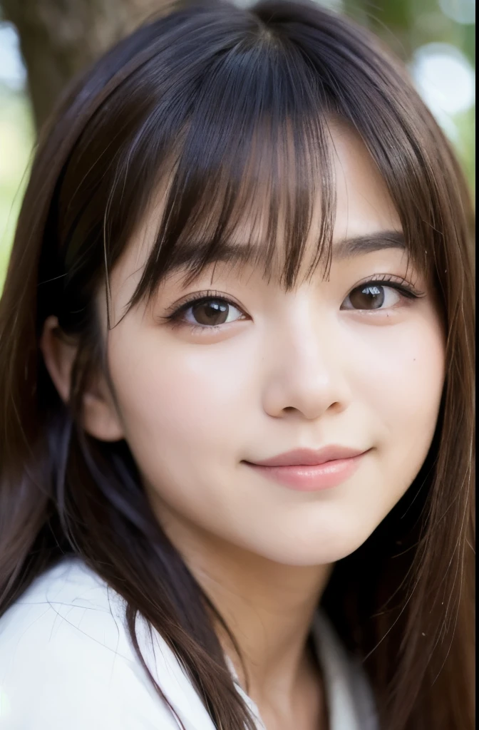 best quality, face focus, soft light, ultra high res, (photorealistic:1.4), RAW photo,(Shinozaki Ai),
1japanese girl, solo, cute, kawaii, smile, (pupil, lights in the eyes), detailed beautiful face,(high resolution detail of human skin texture),(long hair),(portrait), face up, white traditional kimono, in the forest,
