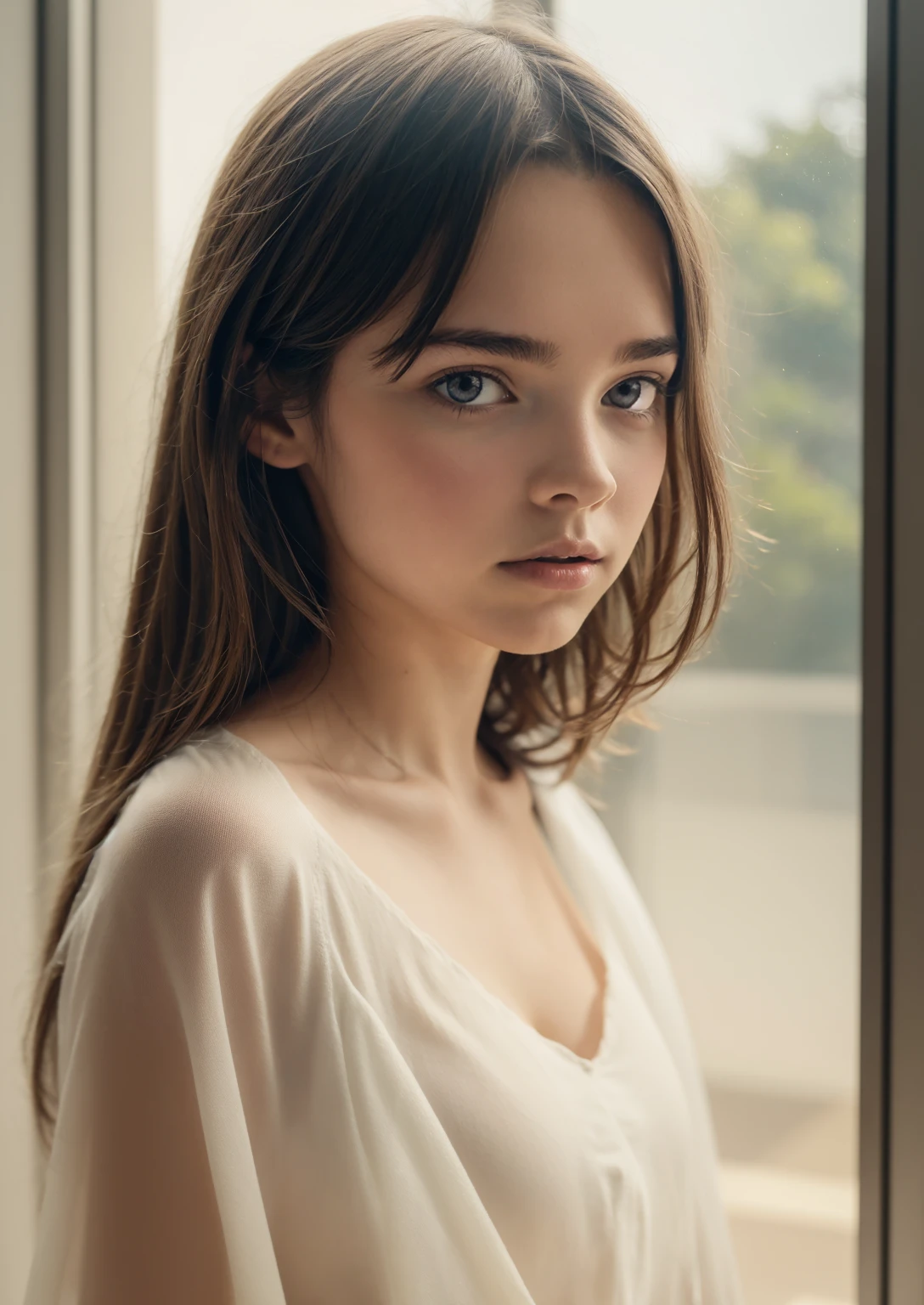 ((1 fille espagnole)), (Interpolation model, ******, jeune)), Beautiful ethereal, mince, , Soft Light, ((Style David Hamilton)), Image en gros plan, Masterpiece, Best quality, photo-realistic, 8k, High resolution, detailed skin, 8K UHD, DSLR, softlighting, High quality, grain du film, Fujifilm XT3