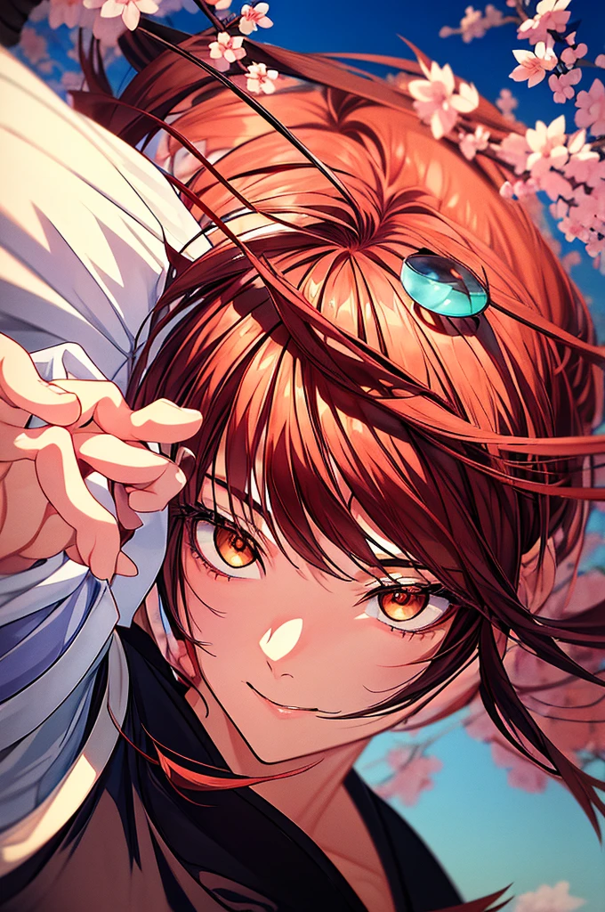 # Prompt for SeaArt

An anime-style illustration of a girl with the following characteristics:
- Wearing a Samurai clothes
- Brown Hair
- Blue eyes
- Smiling
-swings katana

Background:
- Shrine with Sakura Trees

Art style:
- Bright, colorful anime style with attention to facial expressions and dynamic movement
