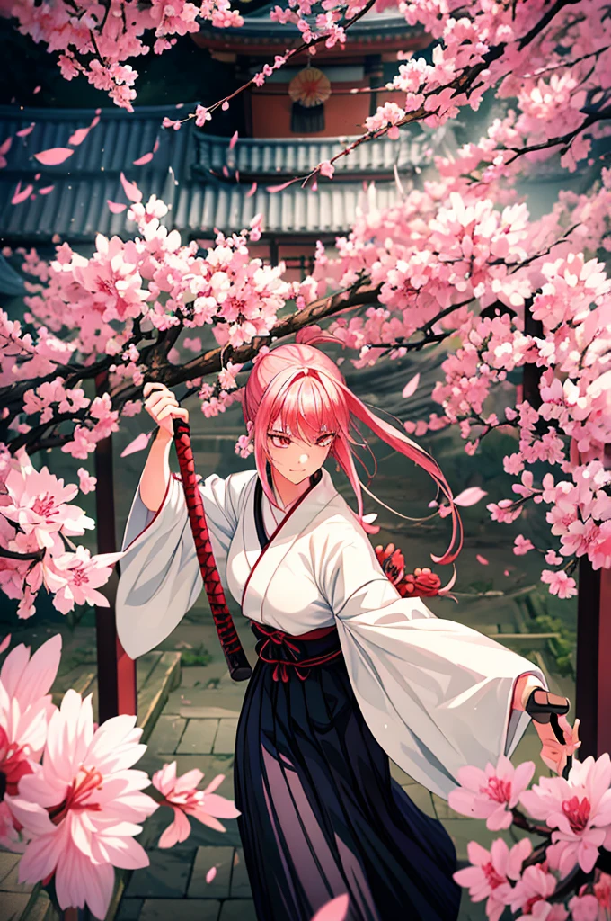 # Prompt for SeaArt
An anime-style illustration of a girl with the following characteristics:
- Wearing a Samurai clothes
- Long White Hair
- Red Eyes
- Smiling
- swings katana
-One Person
Background:
- Shrine with Sakura Trees
Art style:
- Bright, colorful anime style with attention to facial expressions and dynamic movement