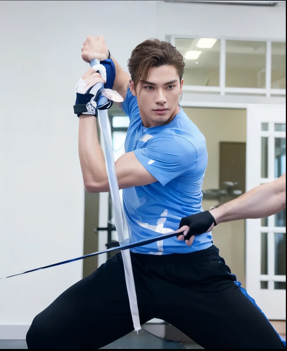 a beautiful men kpop idol,perfect detailed face,beautiful eyes,long eyelashes,flawless skin,perfect lips,wavy hair,athletic muscular body,elegant pose,photorealistic,8k,masterpiece,vibrant colors,dramatic lighting,cinematic,highly detailed, naked torso, much muscular
