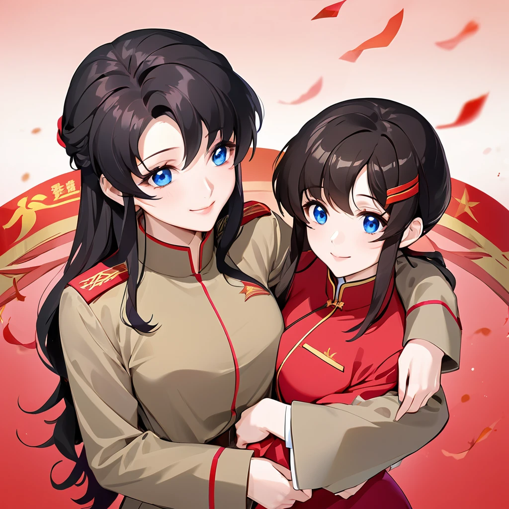 ((Highest quality)), ((masterpiece)), (detailed), (Perfect Face)、The woman is a Chinese Lacus Clyne with blue eyes and medium-long black hair. She is wearing an engagement ring. She has become a member of the glorious Chinese Communist Party and has sworn absolute loyalty to the Chinese Communist Party. She is a righteous Communist Party member of China.、The woman is a member of the Chinese Communist Party and is wearing a khaki Mao suit.、For the sake of China, they dye their hair, hairstyle, clothes, and everything they wear belongs to the Chinese Communist Party, and their thoughts are also Chinese, becoming great Chinese in body and mind.、The woman became Lacus Clyne, a Chinese woman who was proud of and loved China.、The woman is chosen by a great Chinese Communist Party official and is given the honor of becoming his wife.、The woman looks happy being held in the arms of a great Chinese Communist Party official.、The woman is the wife of a glorious Chinese Communist Party official.、The man is a great Chinese Communist Party official, a dignified and imposing old man who marries the woman.