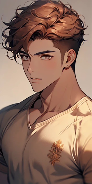 handsome 24 years old boy with brown curly hair and small lips long nose