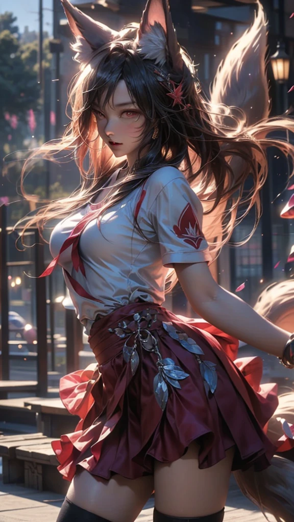 ((best quality, 8k, masterpiece: 1.3)), 1 Girl, Slim beauty: 1.3, (Long hair: 1.2), Floral Skirt, Long legs: 1.1, Super delicate face, Beautiful eyes, Double eyelids, outdoor, Octane Render