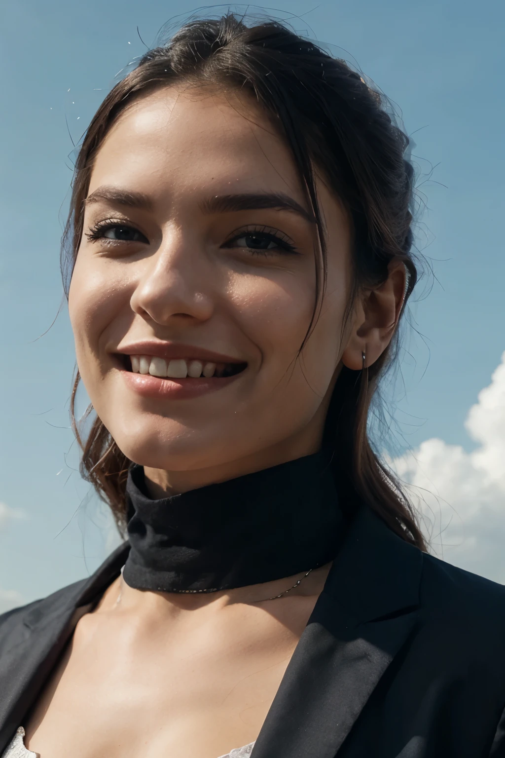 Villain looking at sky and smiling, feeling good