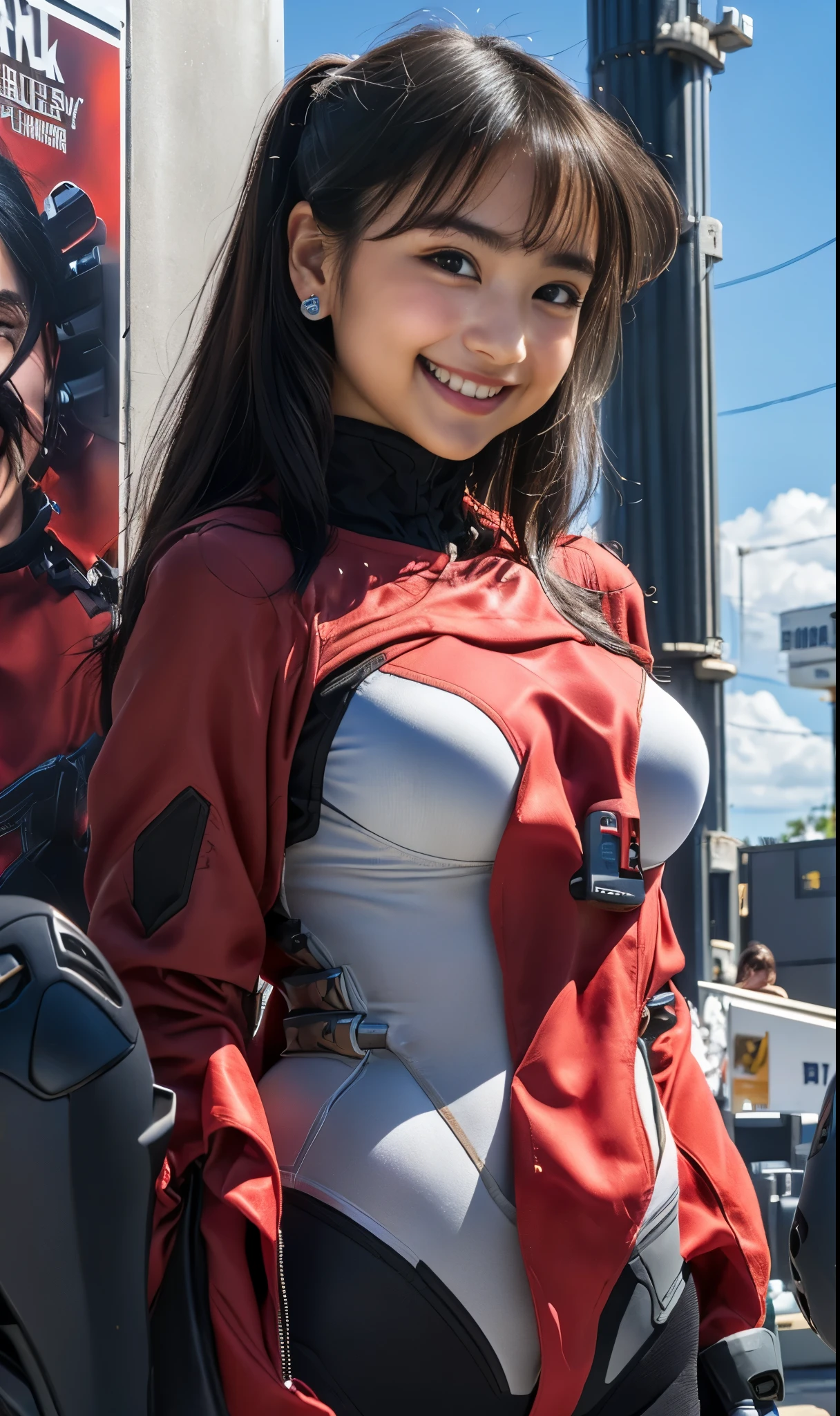 (8k、Raw photography、Highest quality、masterpiece:1.2),(Black Hair、Dark Eyes:1.9),(Plug Suit:1.6)、View your audience,Viewed from the front,White skin,(:1.4)、(Tight waist:1.6)、(Clothes that accentuate the shape of the breasts:1.2)、(Big Breasts :1.4)、Slim figure、Ultra-high resolution,beautiful,beautiful fece,(One person、No background:1.9),whole bodyボディー,Japanese women,(reality的:1.37)、Photon Mapping,reality、(-faced and cute: 1.4)、(Cute Smile: 1.8)、(Round face: 1.8)、Radio City、Physically Based Rendering、Depth of field rally background、photograph, (:1.8),(:1.6),whole body、Great quality