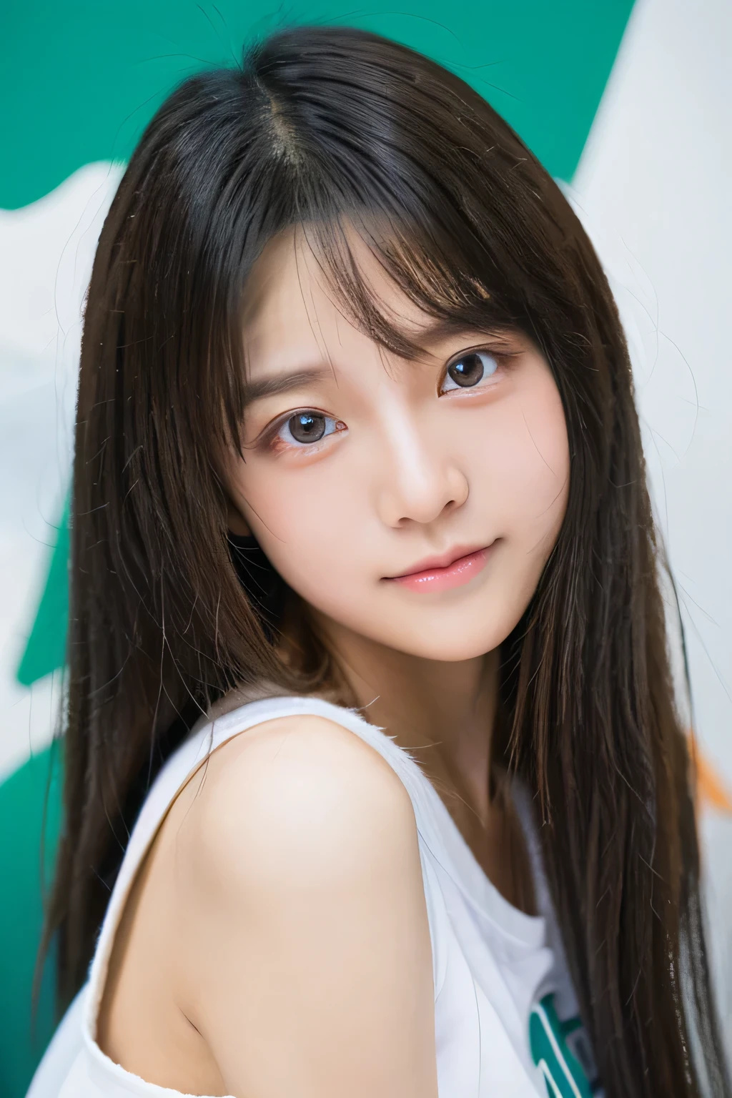 student girl korean cute face model studio photo double
