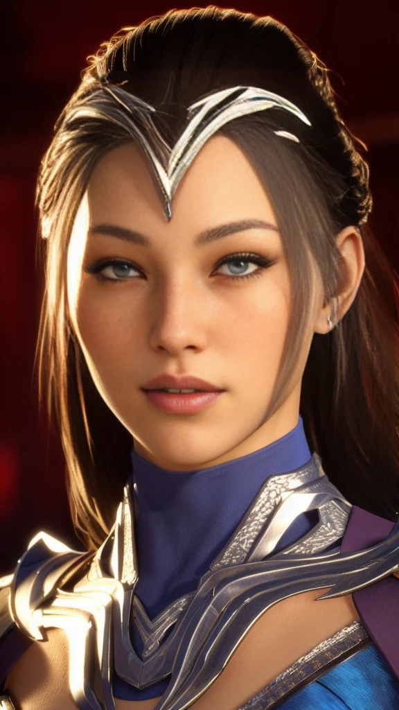 a close up of a woman with a sword and a blue dress, portrait of modern darna, 8k portrait render, inspired by Li Mei-shu, daz studio genesis iray ultra hd, unreal 5. rpg portrait, unreal engine character art, star trek asian woman, character portrait closeup, daz 3 d, daz 3d, female lead character, daz3d