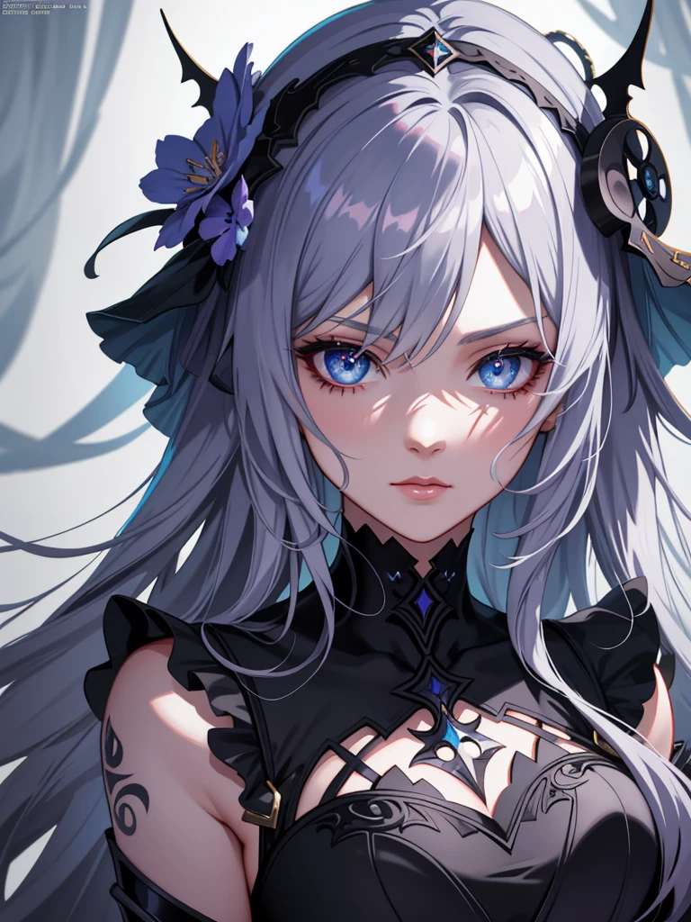 Anime girl with blue eyes and gothic makeup, Detailed digital anime art, Guviz-style artwork, Stunning anime face portrait, wlop rossdraws, 8K high quality detailed art, 4k highly detailed digital art, detailed matte fantasy portrait, rossdraws portrait, Guweiz on ArtStation Pixiv, Fantasy art style, Fanart Meilleure ArtStation,Tattoo removal