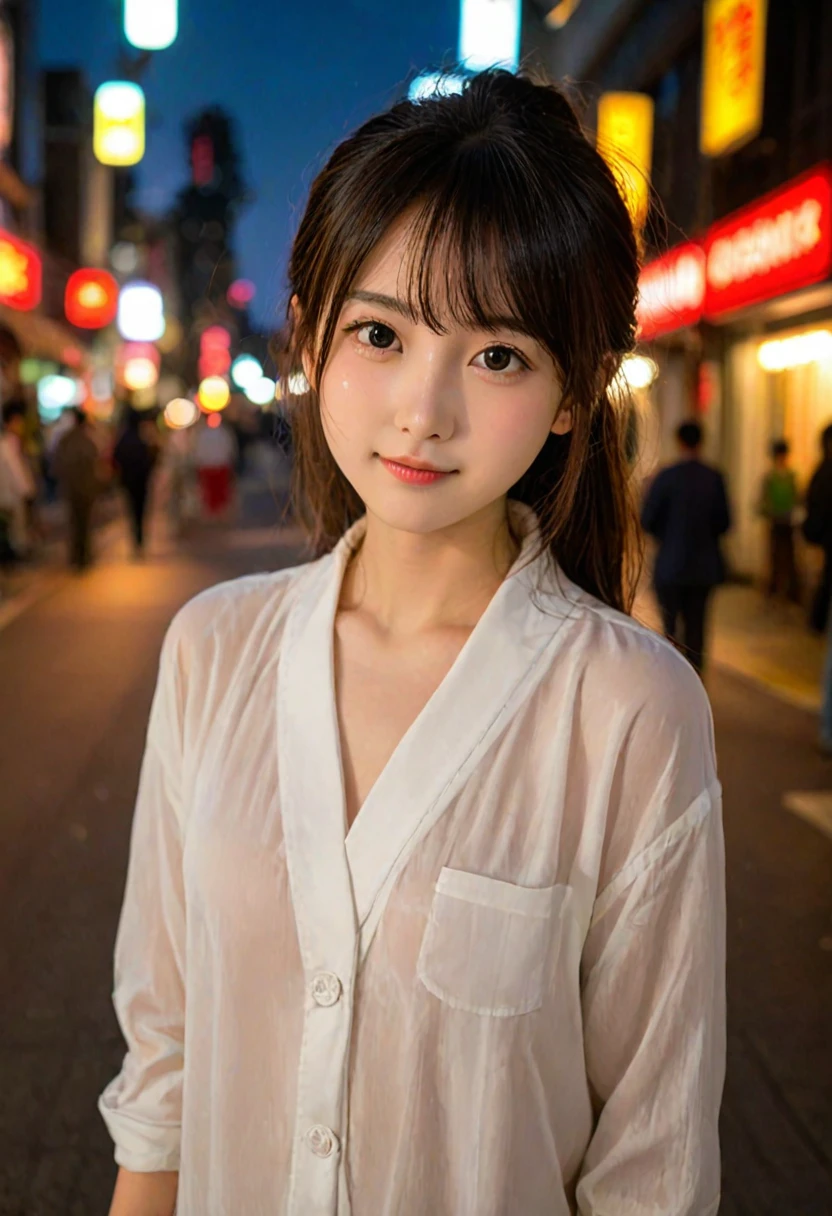 score_9, score_8_up, score_7_up, 1girl, japanese girl, cute, kawaii, beautiful face, perfect face, perfect body, light smile, girl wearing formal suits, detailed eyes, shiny skin, waking, looking at viewer, small breasts, skinny, from behind, depth of field, simple background, tokyo street, outdoors, night, night sky, jpn-girl, extremely detailed, professional lighting