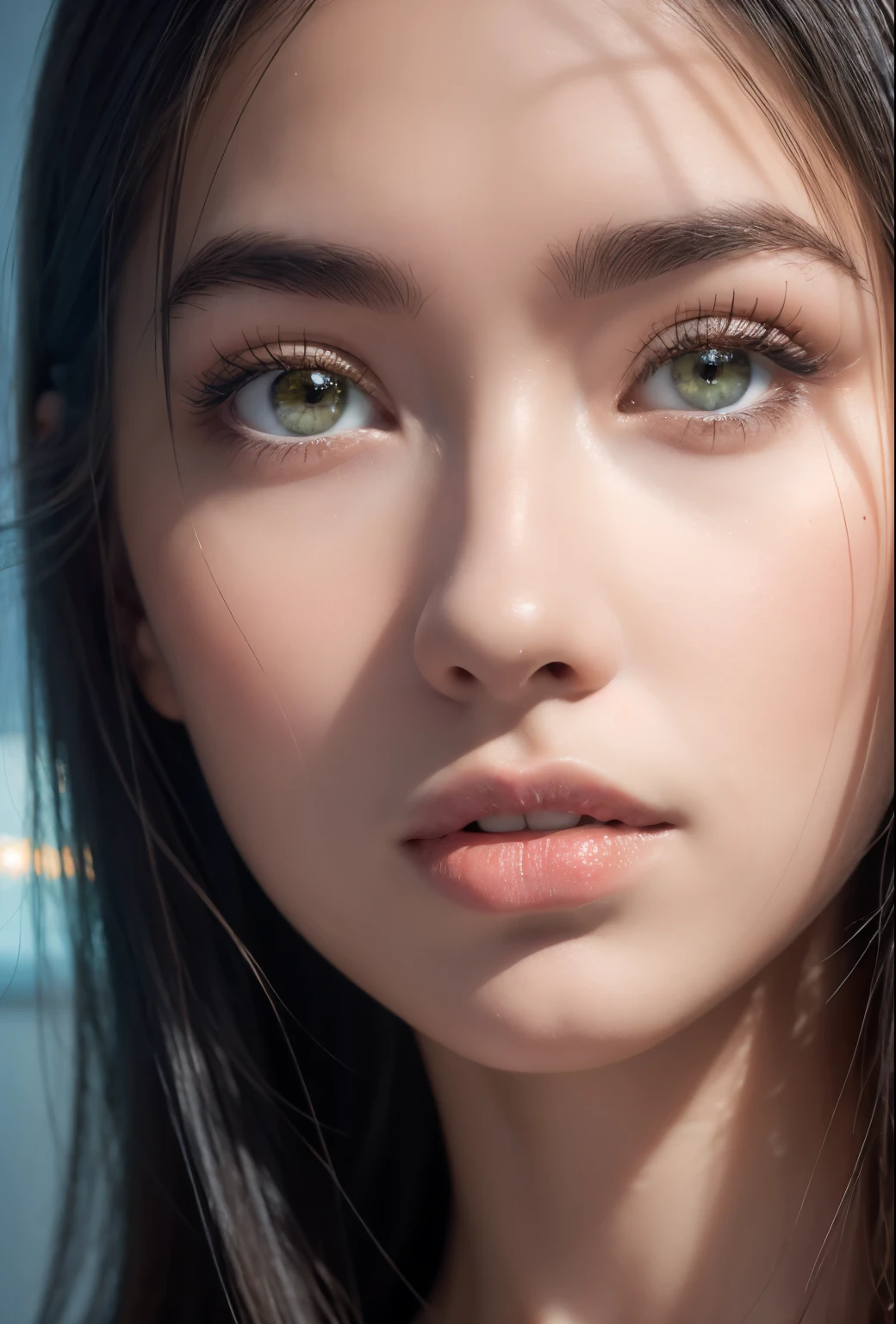 (The most surreal), Ultra-realistic , powerful welcome,（best quality，Very detailed，Best Illustration，Best shadow，masterpiece，high resolution，Professional artwork，famous work of art），A masterpiece of photographic composition, Fine particles，漂亮的Eye，Cleavage close-up, ，Colored sclera，Eye，Strong facial patterns，Have a tattoo，（Fractalization，fractal eyes），（Eye聚焦），Face Focus，Eye of the Nebula，Eye of the Universe，Close up of a metal sculpture of a woman with a moon in her hair，welcome。Extremely high detail，3d welcomes portrait，Extremely detailed footage of the welcomes，a stunning portrait of a welcomes，Side image of the welcomes，portrait of a beautiful welcomes，Full body close-up portrait of the welcomes，hecate welcomes，portrait of a norse moon welcomes，welcomes of space and time, Asian Skin, A masterpiece of skin detail, Realistic skin, A shining masterpiece of oil painting, Ocean Art 2.1, trending seaart moon welcomes, On the go, particle, Warm dark blue, 金星辉Light, ultra detail texture masterpiece, Best Comparison, Gold reflection, Very detailedなゴールドテクスチャ, Light, Sparkling Light reflections, natural color, Neutral colorss, (Neutral colors), 明亮的Eye, 发Light的Eye