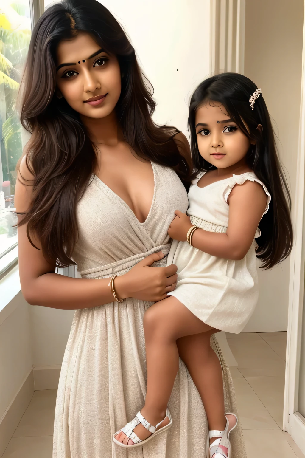 7 years cute beautiful indian sexy girl with big oobs with cute little baby with stylish long hair with stylish colour full modern s dress straight pic full size image
