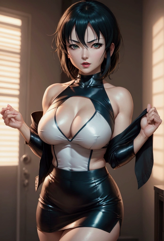 Fubuki from One Punch Man in detailed sexy busty miniskirt.