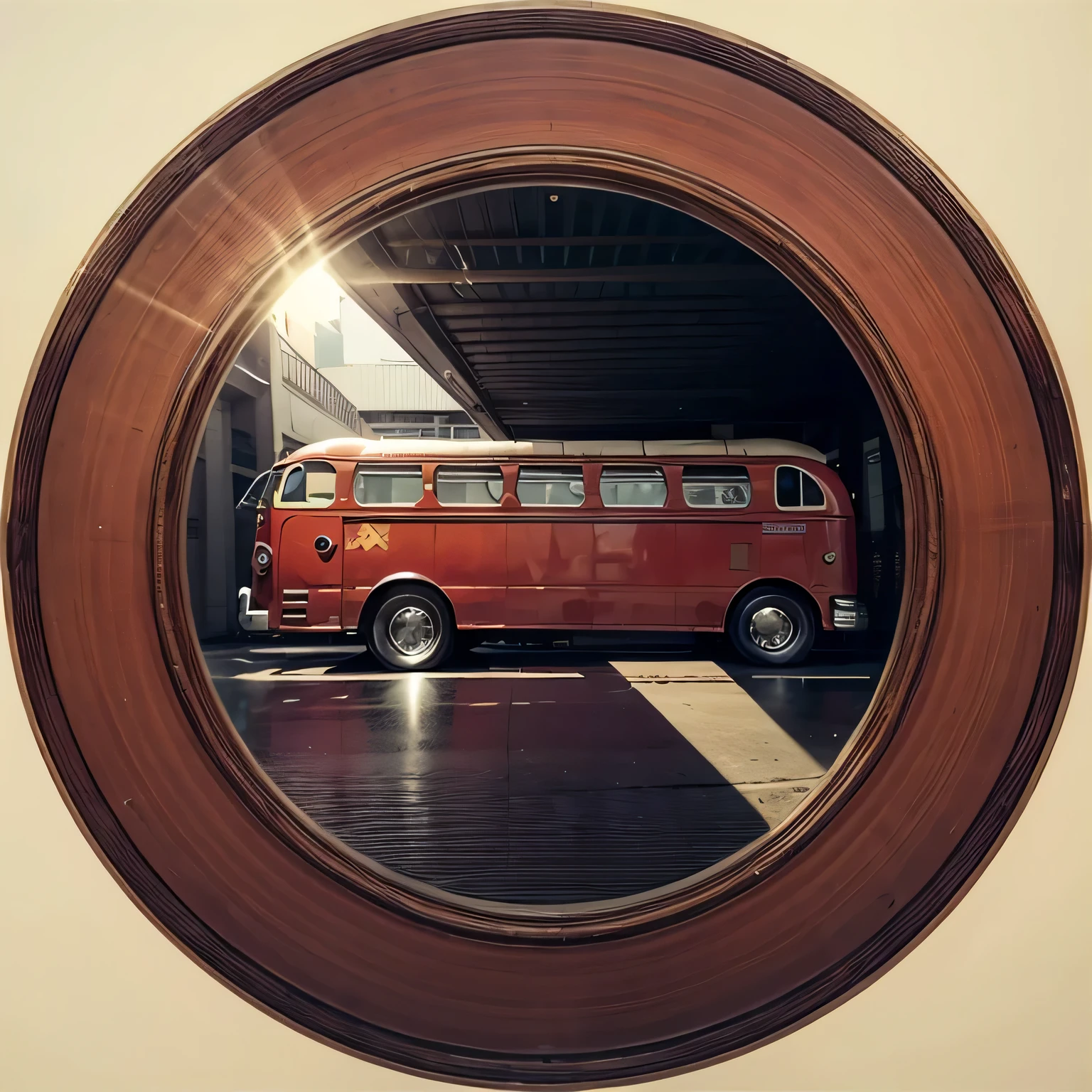 best quality, bus, red backgound