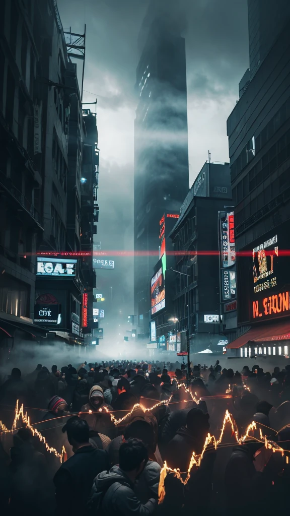 a chaotic forex market scene with falling currency symbols,downward trend line,vertical format,digital painting,highly detailed,photorealistic,dramatic lighting,volumetric fog,dynamic composition,vibrant colors,moody atmosphere,financial crisis,stock market crash,economic collapse